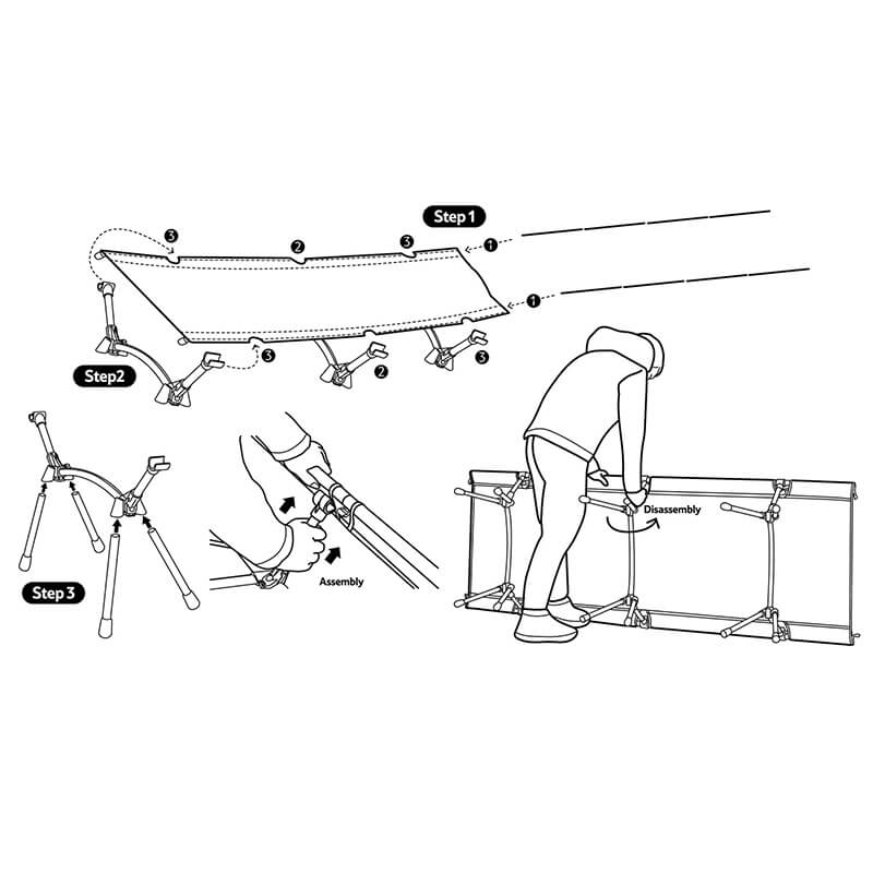 Lit de camp pliable à trois points d'appui - Image 8